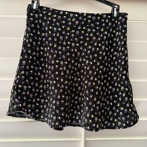 Divided H&M Black Floral Mini Skirt